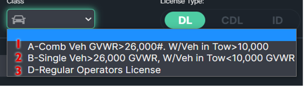 Class selection example