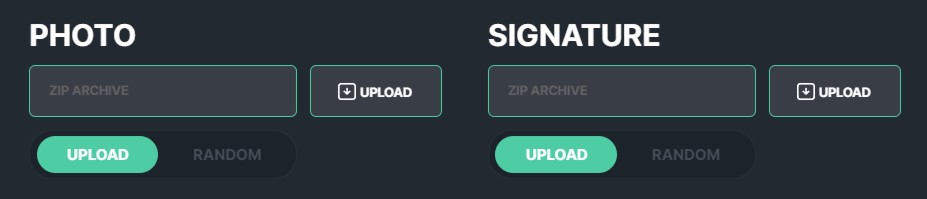 Photo and signature upload